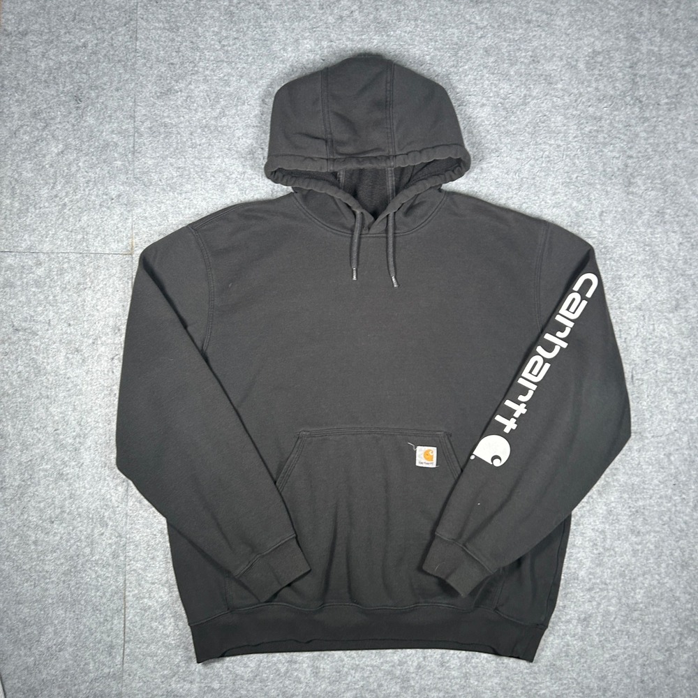 Carhartt Hoodie Mens Large Black Graphic Logo Original Fit K288 BLK Workwear